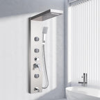 Shower Panel Massage Jets Rainfall Waterfall Shower Head, Shower Stainless Steel Wall Mount Massage Multi-Function Bathroom Shower Panel Tower System, Brushed Nickel……