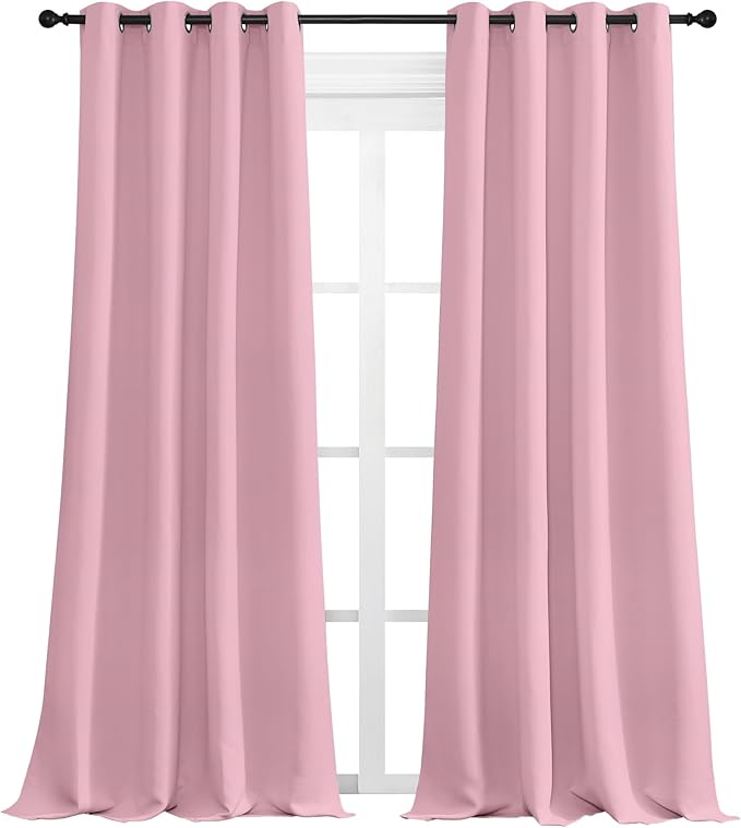 NICETOWN Crystal Pink Blackout Curtains 108" Long, 2 Pieces by NICETOWN