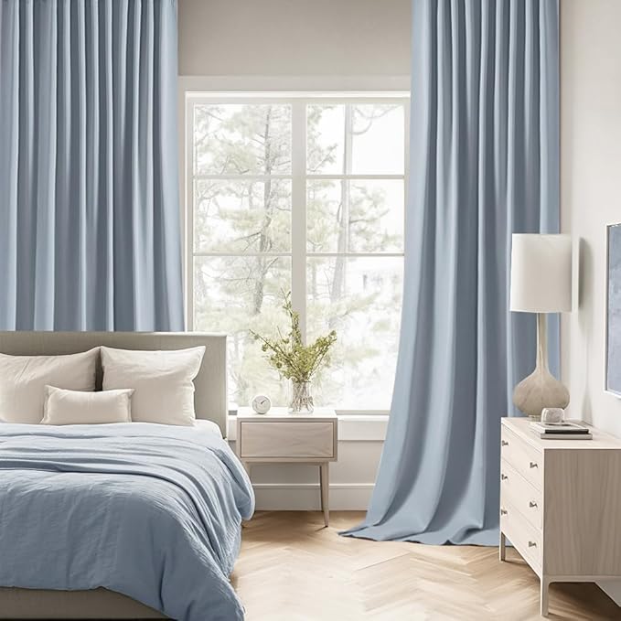 MIULEE Light Blue Back Tab Blackout Curtains 72 Inches Long 2 Panels Set - Image 2