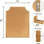 WallBeyond Scalloped Wood Mirror for Wall Decor 16x20 Inch Small Bathroom Vanity Rectangle Mirror for Hallway Bedroom Living Room(Natural)