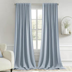 MIULEE Light Blue Back Tab Blackout Curtains 120 Inch Long 2 Panels Set by MIULEE