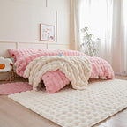 Creamy White Rabbit Plush Rug 5'x8', Fluffy Faux Fur Shaggy Area Rug - Image 5