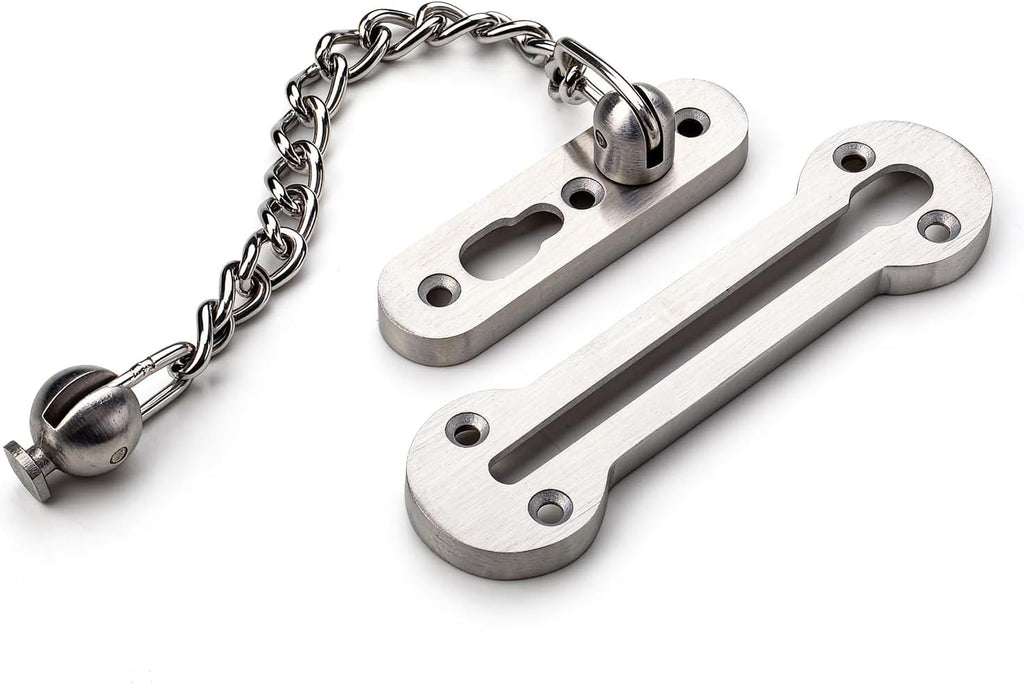 Screen Door Latch – Heavy Duty 304 Stainless Steel Apartment Security Lock, French Door Lock, Storm Door Latch, Child Proof & Anti-Break-in Protection (Silver)