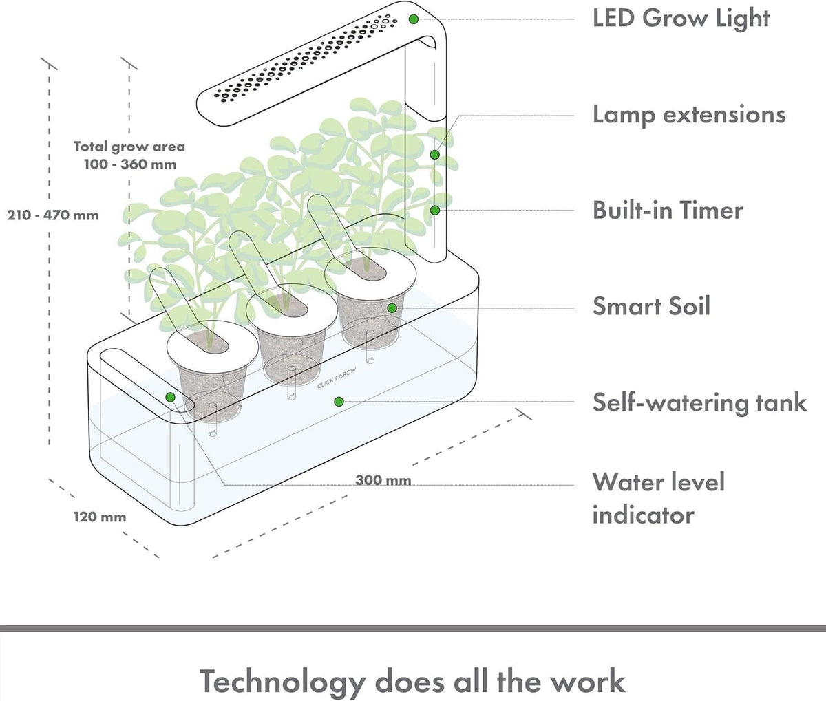 Click & Grow Smart Garden 3 Indoor Herb Garden Kit with Grow Light, Sage