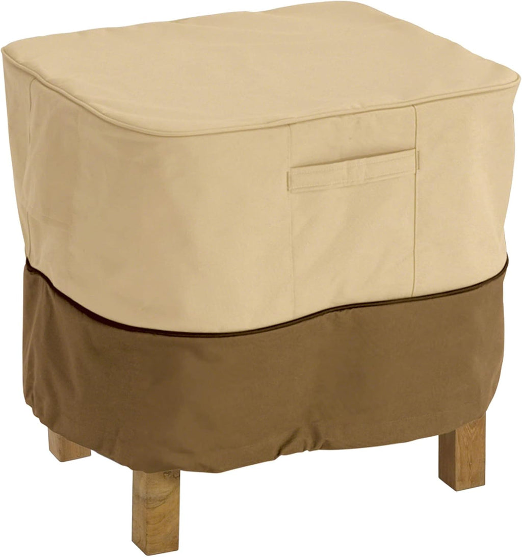 Classic Accessories Veranda Water-Resistant 26 Inch Square Patio Ottoman/Side Table Cover, Outdoor Table Cover