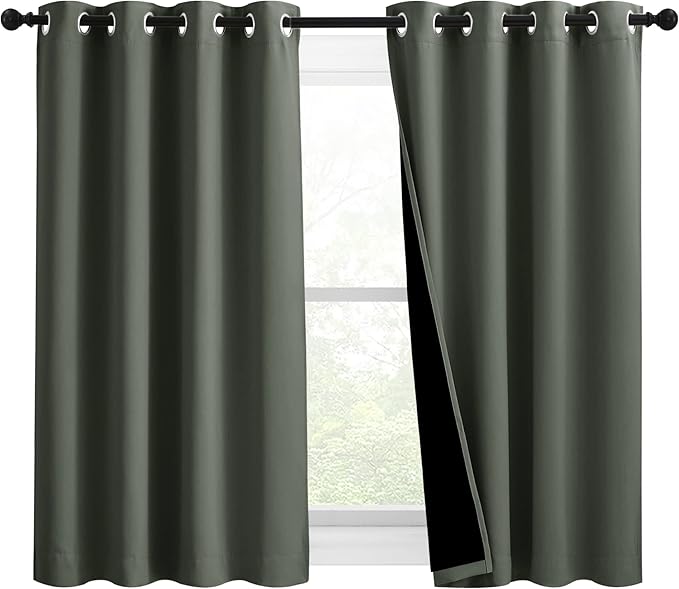 NICETOWN 100% Blackout Curtains 54 inches Long, Double-Deck Completely Blackout by NICETOWN