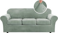 H.VERSAILTEX Modern Velvet Plush 4 Piece High Stretch Sofa Slipcover Sofa Cover by HVERSAILTEX