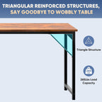 DUMOS 63 Inch Computer Desk, Home Office Gaming Desks for Bedroom, Brown