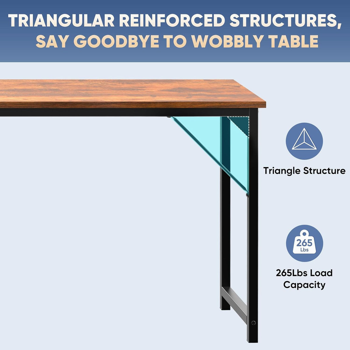 DUMOS 63 Inch Computer Desk, Home Office Gaming Desks for Bedroom, Brown