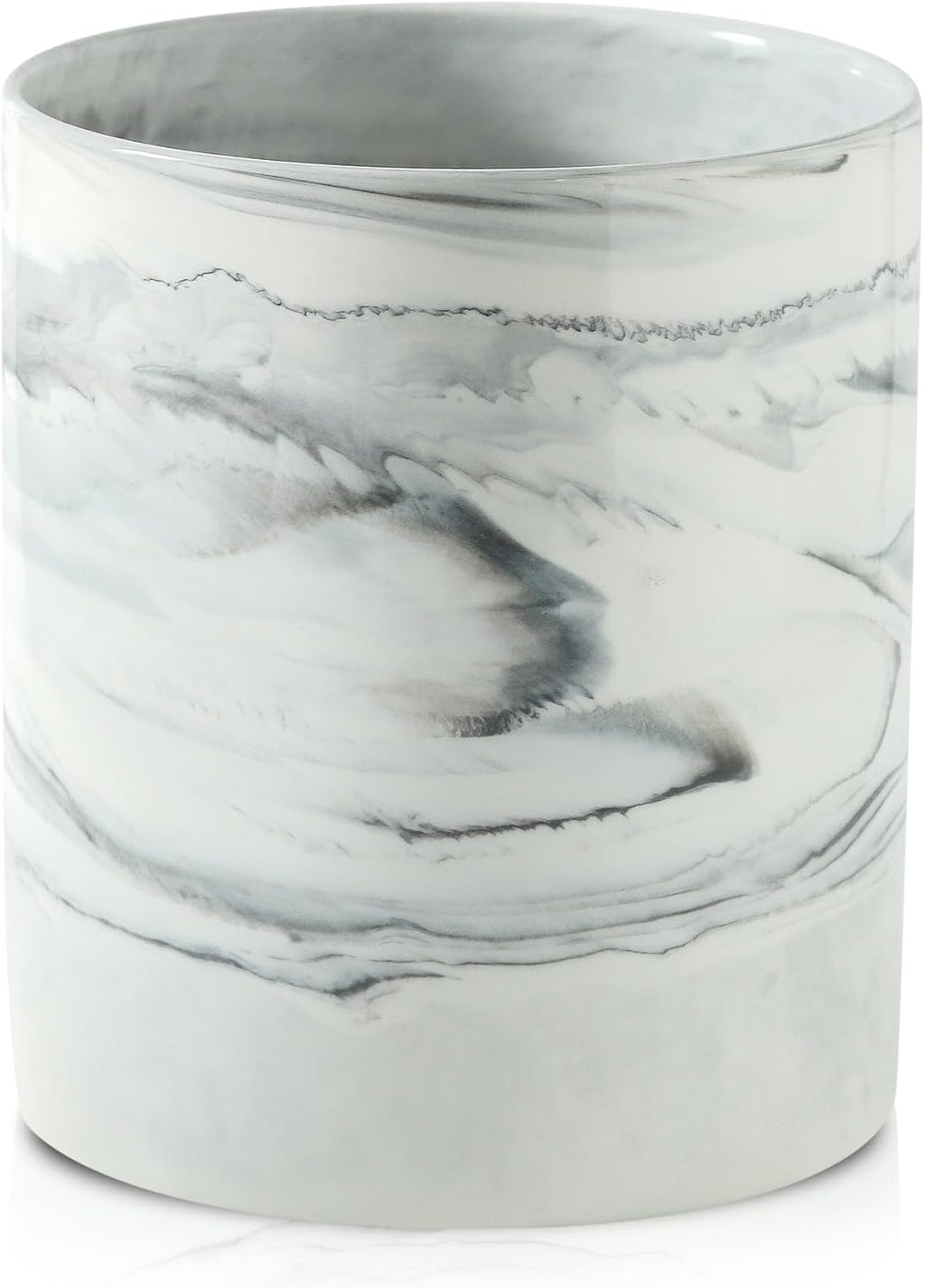 7.2 inch Large Utensil Holder for Kitchen Counter, Golden Marble Utensil Crock Spatula Holder for Countertop Cooking Tools Storage Caddy Farmhouse Kitchen Decor (Marble-Black)