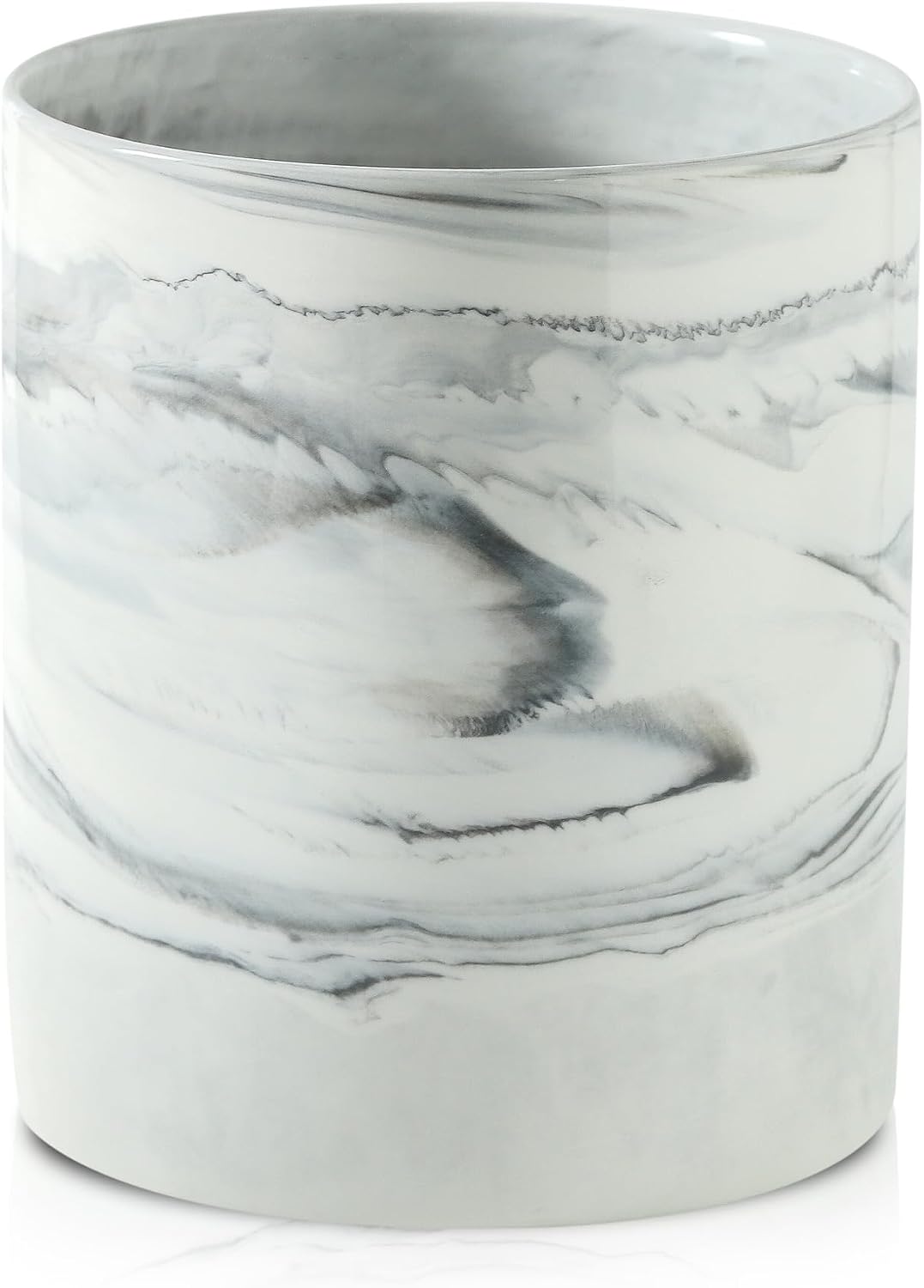 7.2 inch Large Utensil Holder for Kitchen Counter, Golden Marble Utensil Crock Spatula Holder for Countertop Cooking Tools Storage Caddy Farmhouse Kitchen Decor (Marble-Black)