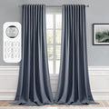 MIULEE Stone Blue Back Tab Blackout Curtains 102 Inch Long 2 Panels Set by MIULEE