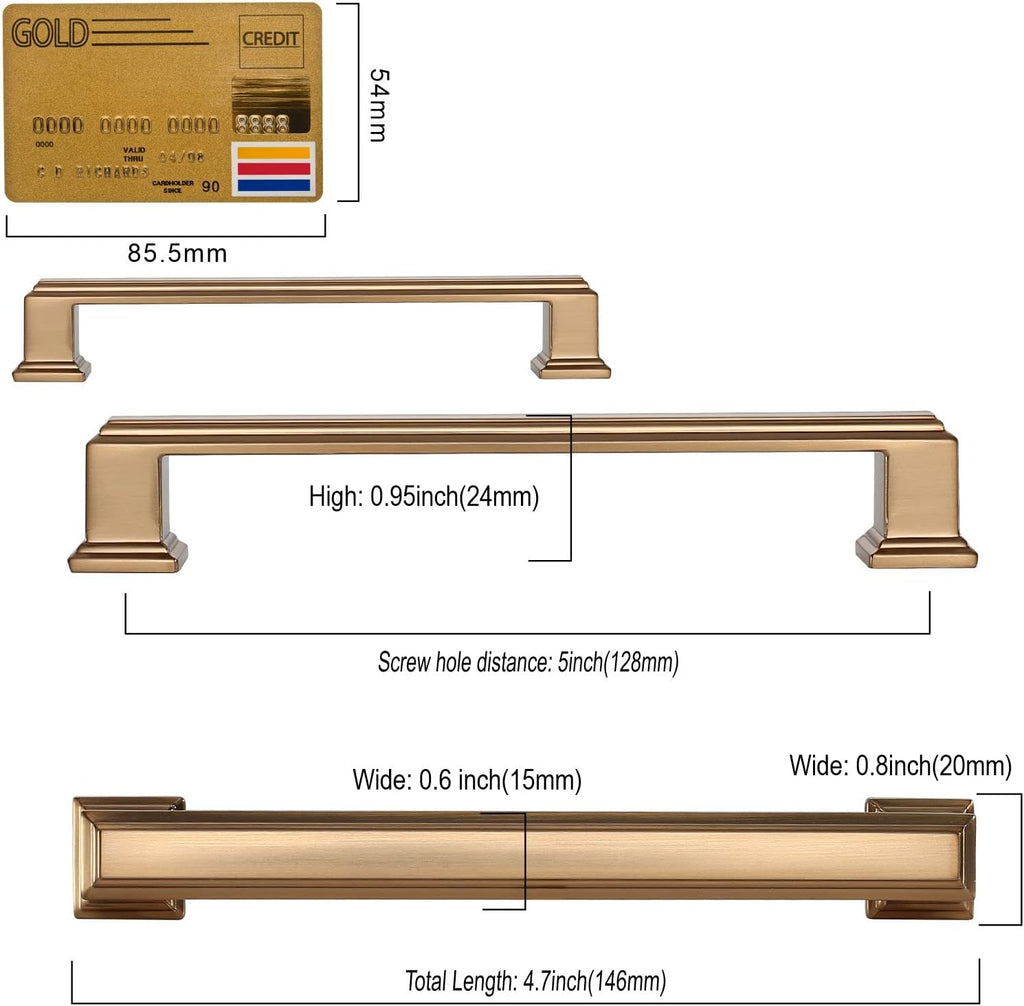 Amerdeco 6 Pack Champagne Bronze Cabinet Pulls 5"
