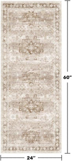 Hazo Haus Boho Bathroom Rug 2x5 Runner, Neutral Farmhouse Kitchen Rugs - Image 2