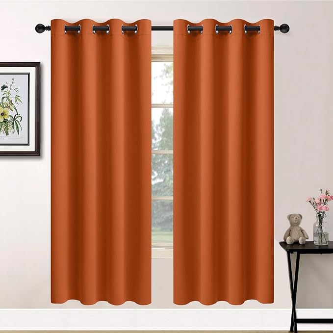 Yakamok Soft and Smooth Orange Blackout Curtains by Yakamok