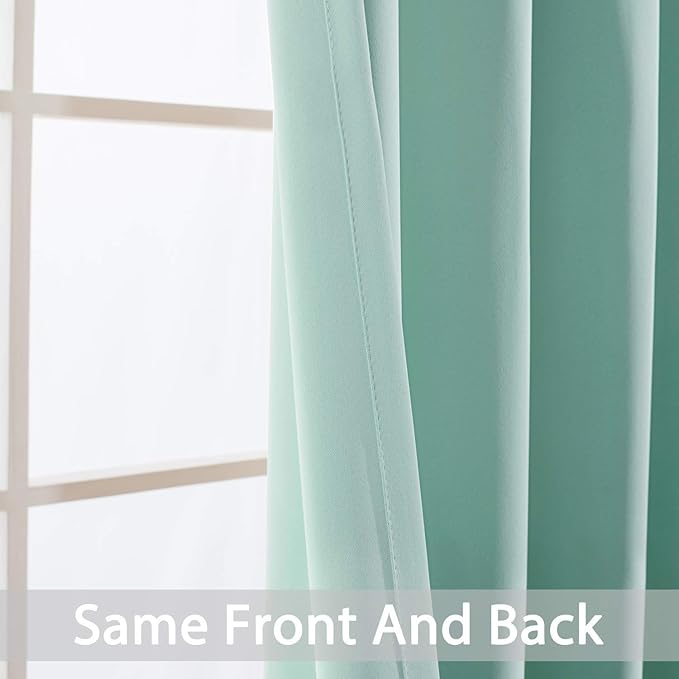 Yakamok Aqua Curtains 96 Inch Length Blackout Room Darkening Drapes Thermal - Image 6
