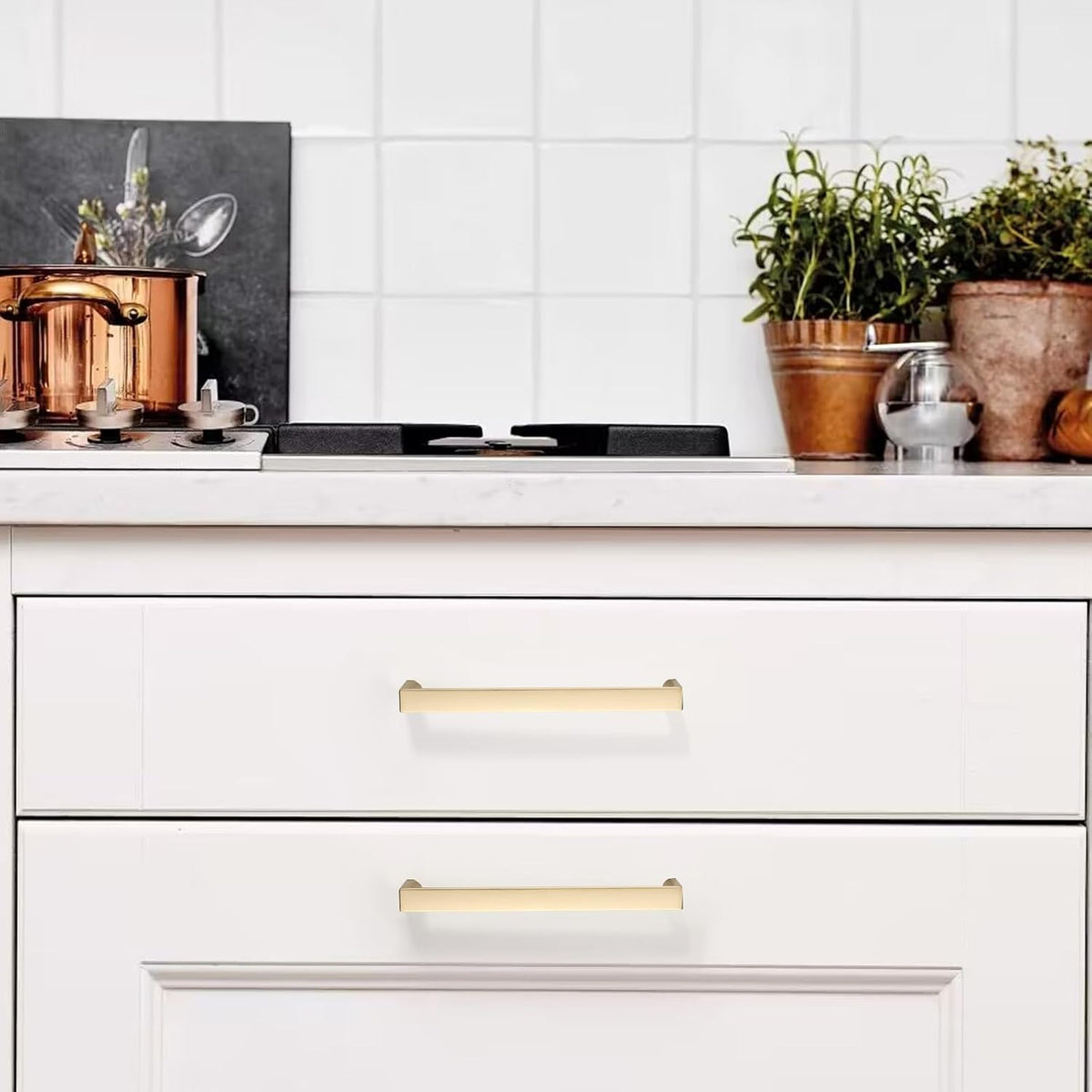 10 Pack 5 Inch Brushed Gold Cabinet Pulls, Kitchen Hardware