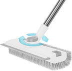 Floor Scrub Brush with Long Handle & Squeegee for Bathroom