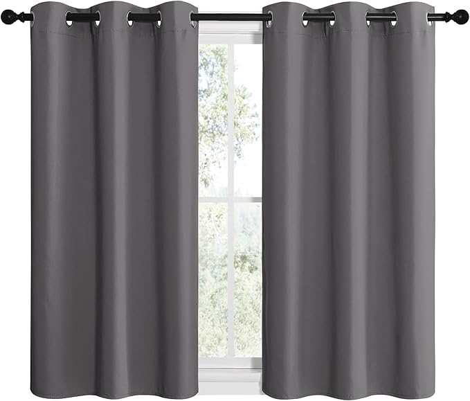 NICETOWN Grey Blackout Cafe Curtain Panels - Image 2