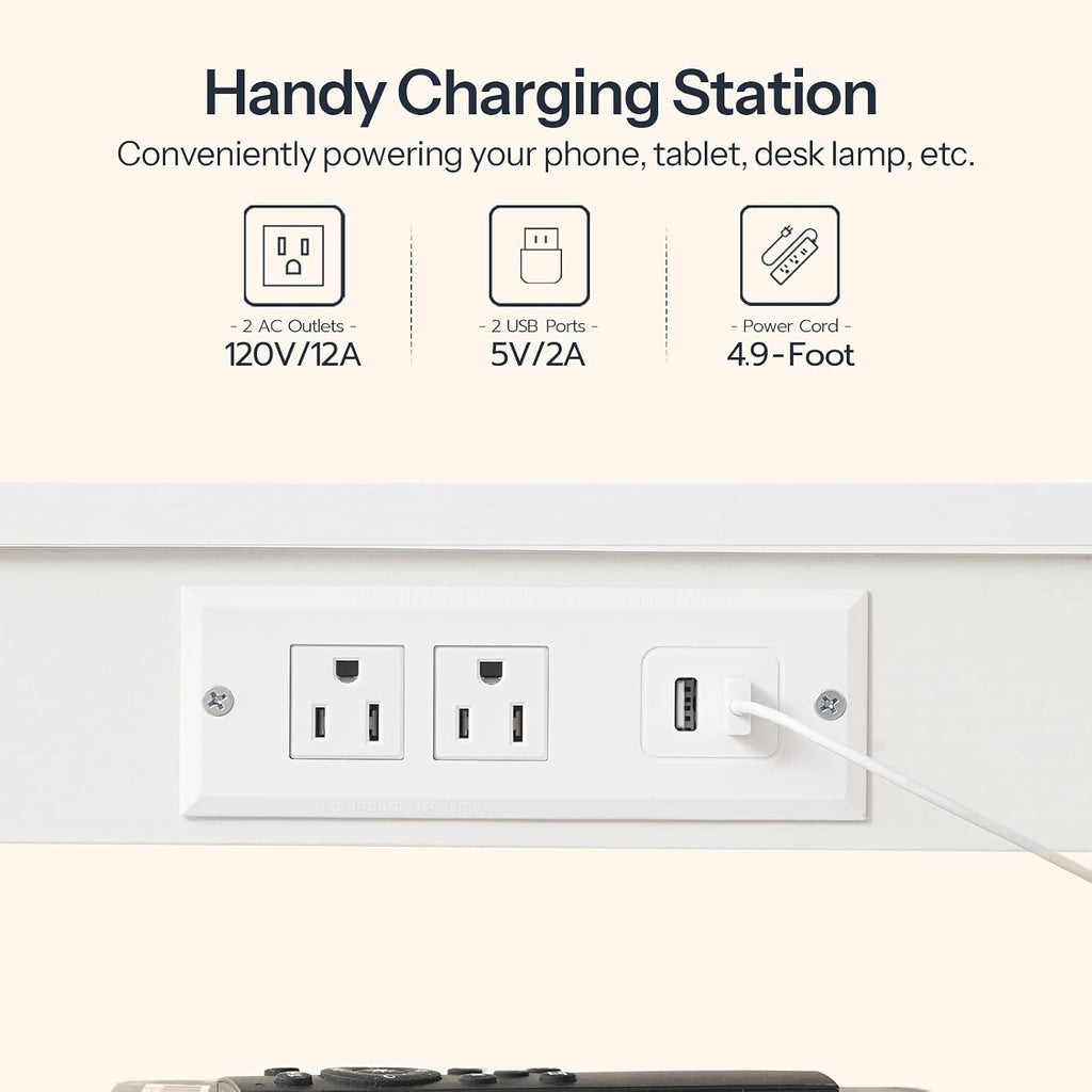 HOOBRO Side Table with Charging Station, Small End Table for Small Space