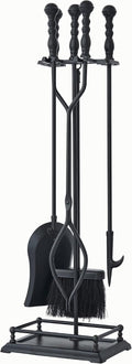 Lichamp Fireplace Tools Set, 5-Pieces Indoor Outdoor Sturdy Fire Place Poker Sets with Retro Handle, FTS25BK