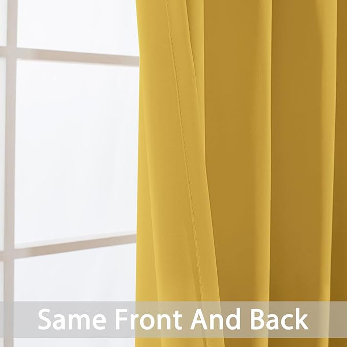 Yakamok Wide Thermal Blackout Patio Door Curtain Panel, Mustard Yellow Grommet - Image 4