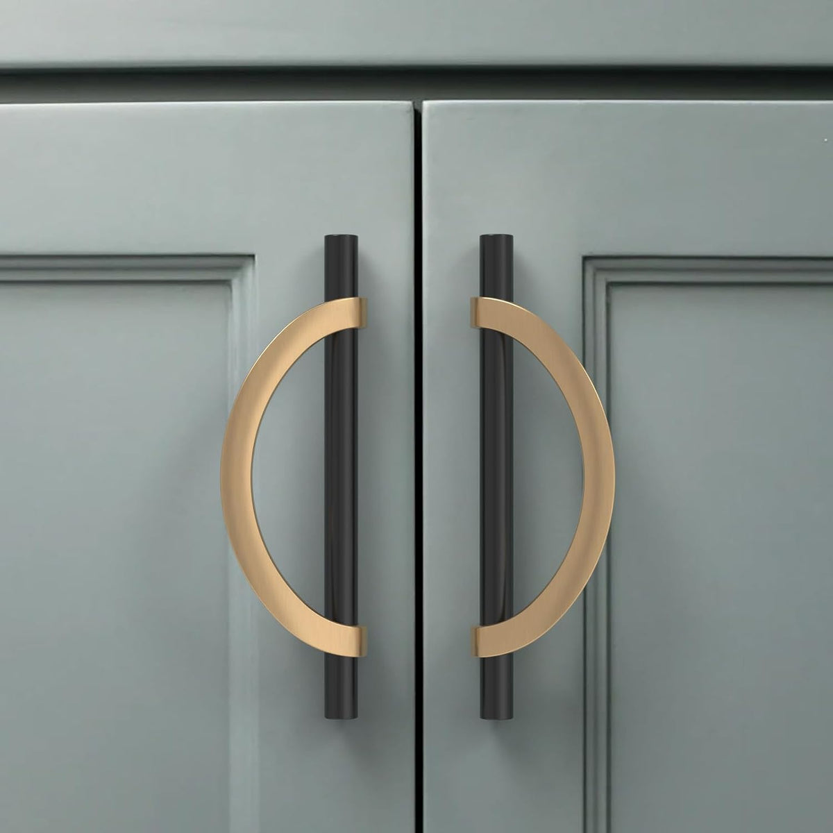 Amerdeco 10 Pack Black Brushed Gold Cabinet Pulls 5 Inch(128MM) Hole Centers Kitchen Cabinet Handles Hardware Kitchen Handles for Cabinets Cupboard Handles Drawer Pulls…