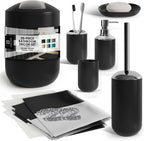 Clara Clark Bathroom Set - Black Bathroom Accessories Set, 20PC Bathroom Accessory Set, Shower Curtain Set, Soap Dispenser, Toilet Brush, & Trash Can