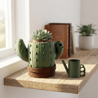 Self Watering Cactus Planter, Small Succulent Plant Pot Modern Indoor Planter for Desk, Home and Office Decor