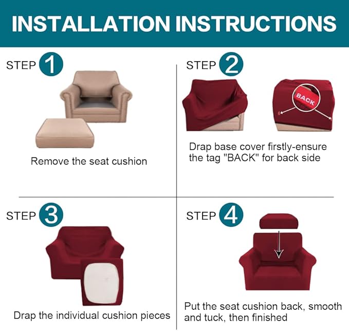Turquoize 2 Piece Chair Covers Chair Slipcovers - Image 6