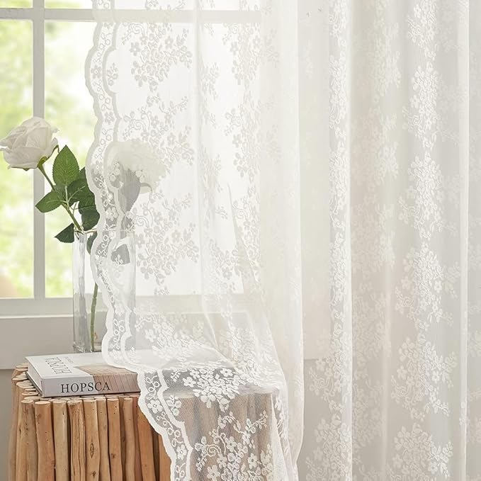 YJ YANJUN Vintage Lace Curtains 90 Inches Long - Image 4