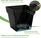 6-Pack 7 Inch Square Planters with Built-in Drainage Tray & Bottom Plug