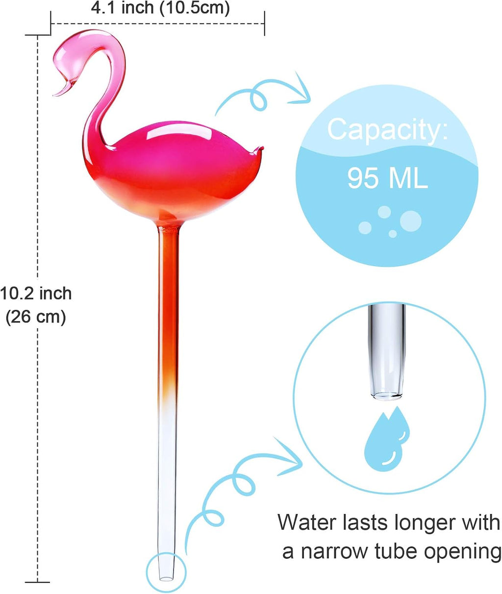 NiHome Self Watering Globes 2 Pack Glass Plant Waterer Flamingo Pink 10in
