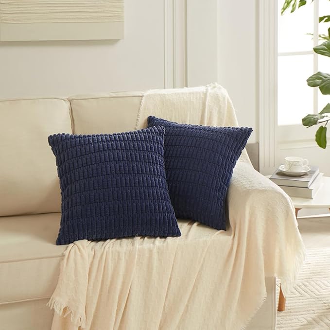 Fancy Homi 4 Packs Navy Blue Decorative Throw Pillow Covers 16x16 Inch - Image 6