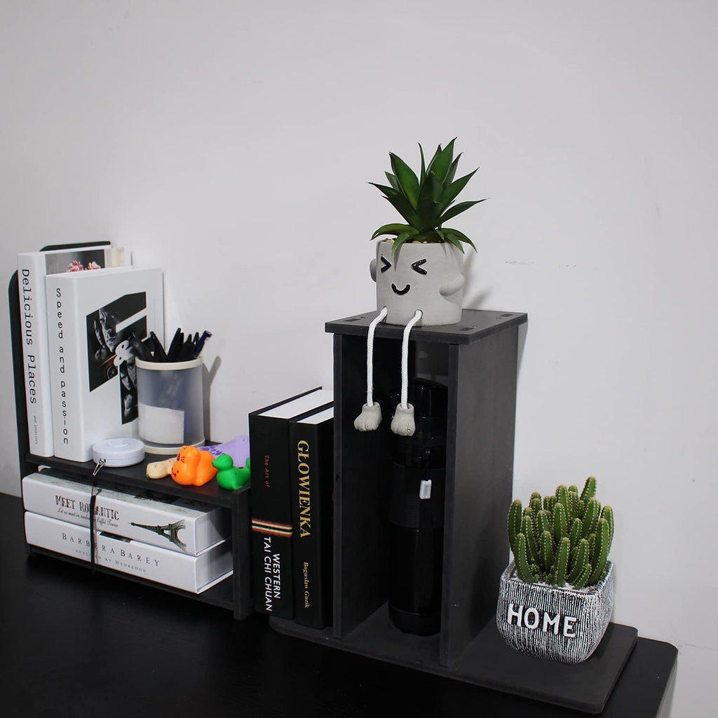 YGYQZ Adjustable Desktop Shelf Organizer, 3-Tier Desk Shelf, Black
