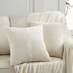 Fancy Homi 2 Packs Cream Decorative Throw Pillow Covers 22x22 Inch by Fancy+Homi