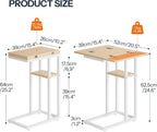 HOOBRO Foldable C Shaped End Table, C Shaped Side Table with Storage Shelf