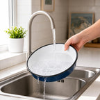 3-Piece Blue Enamel Roasting Pan Set, 10.2/12/13.6 Inch Round Pans