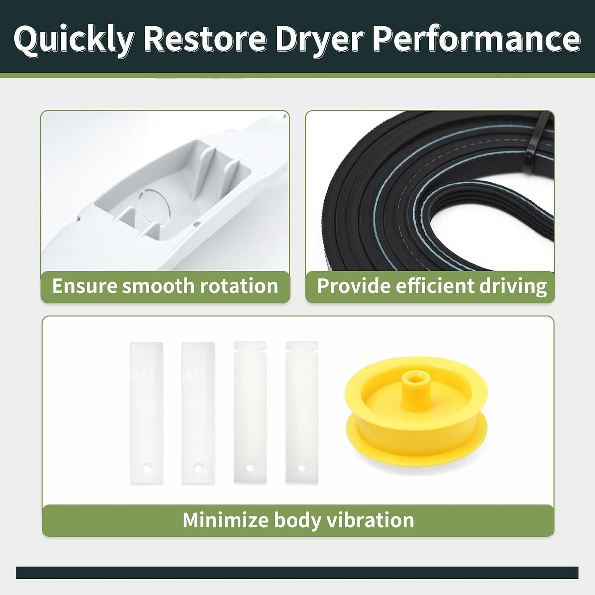 WE49X20697 Dryer Repair & Maintenance Kit Compatible with GE Select Dryers, Include WE18X25100 Lint Filter WE3M26 Bearing WE12X83 Idler Pulley WE12M29 Drive Belt Felt Seal and Glide Slides