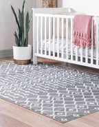 Unique Loom Moroccan Trellis Collection Area Rug - Mamounia (3' 3" x 5' 3" Rectangle Gray/Ivory)