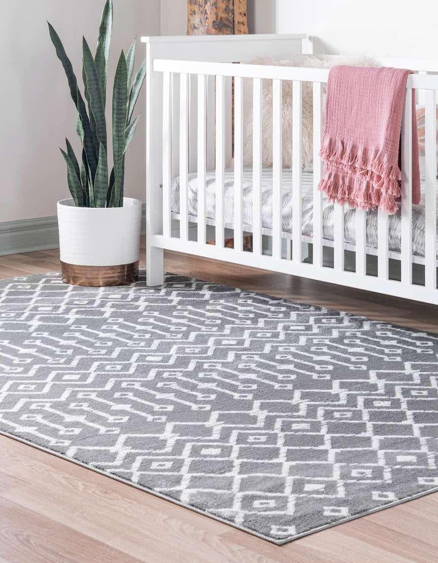Unique Loom Moroccan Trellis Collection Area Rug - Mamounia (3' 3" x 5' 3" Rectangle Gray/Ivory)