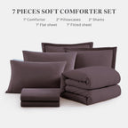 Queen Comforter Set-7 Pieces Soft Prewashed Bed in a Bag Queen Bedding Sets