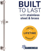 HammerHead Metal Shower Slide Bar Universal Adjustable Height, 27.5 Inch