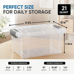 Superio 21 Quart Clear Plastic Storage Boxes with Lids, Stackable Organizer Containers, BPA-Free Storage Bins for Home, Office, School & Dorm, 1 Pack