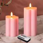 Green Flameless Pillar Candles with Remote, Flickering LED Wax Candles Battery Operated, Aesthetic Home Decor Set of 2