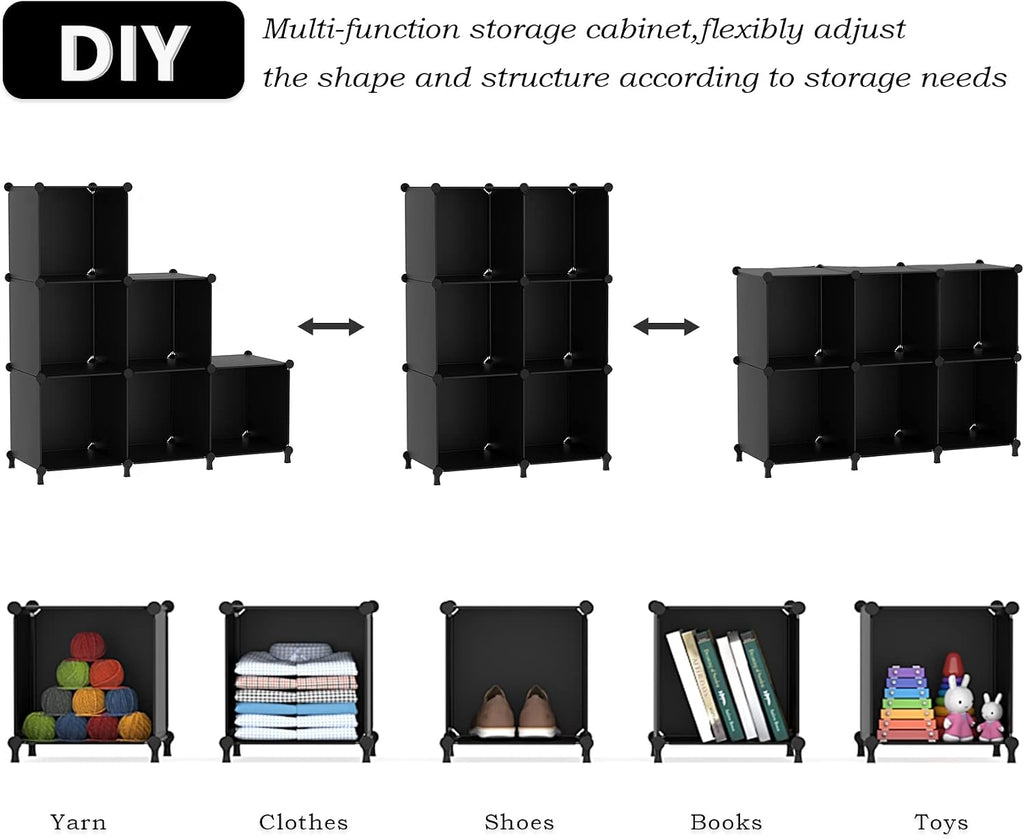 AWTATOS Closet Organizers and Storage, 6 Cube Storage Organizer, Black