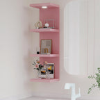 LitaEther Versatile 4 Tier Wall Shelf Unit,Pink Lack Wall Shelf,Display Floating Shelf with LED Remote Control Light