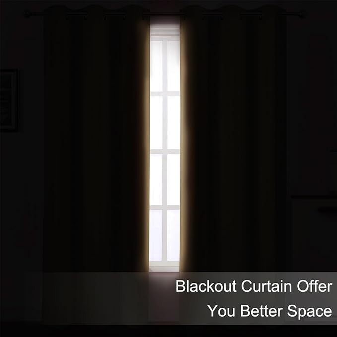 LEMOMO Blackout Curtains 42 x 63 inch/Natural Curtains Set of 2 Panels/Thermal - Image 3