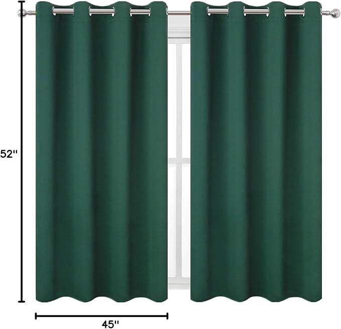 LEMOMO Blackout Curtains 52 x 45 inch/Green Curtains Set of 2 Panels/Thermal - Image 10