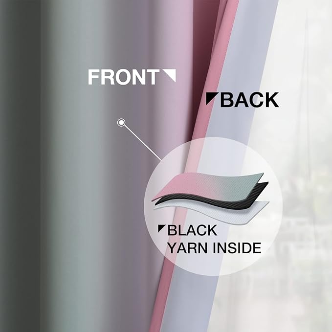 Yakamok Ombre Grey and Pink Curtains - Image 5